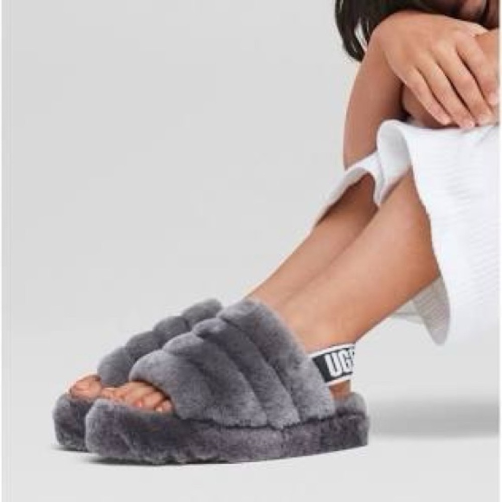 UGG Gray Cozy Fluff Slippers (Fluff Yeah Style)